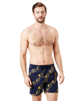 Men Swim Trunks Embroidered Elephant Dance - Limited Edition Navy front worn view