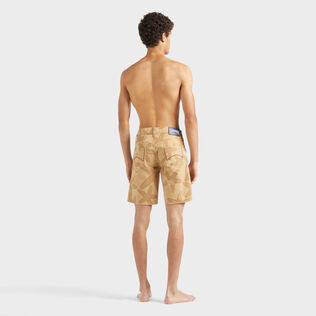 Men Bermuda Shorts Starfish Darkening Printed Gabardine Mocha back worn view