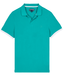 Solid Polohemd aus Baumwollpikee für Herren Tropezian green Vorderansicht