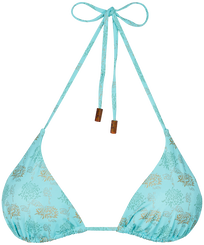Damen Triangel Bedruckt - Iridescent Flowers of Joy Bikinioberteil für Damen, Lazulii blue Vorderansicht
