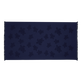 Beach Towel in Organic Cotton Turtles Jacquard Navy front view