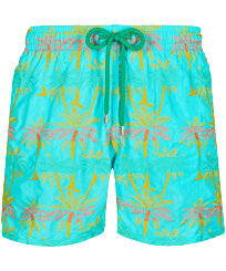 Men Swimwear Embroidered 1990 Striped Palms - Limited Edition Lazulii blue front view