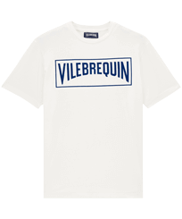 Men Cotton T-Shirt Vilebrequin Logo Flocked Off white front view