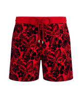 男士 Flocked Flowers 游泳短裤 Poppy red 正面图