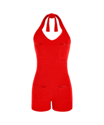 Combishort femme en éponge - Vilebrequin x JCC+ - Edition limitée Coquelicot vue de face