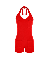 Frottee-Playsuit für Damen – Vilebrequin x JCC+ – Limitierte Serie Mohnrot Vorderansicht