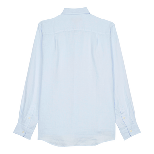 Camisa de lino lisa para hombre Cielo azul vista trasera