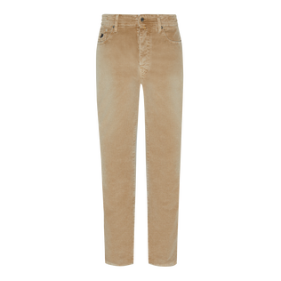 Men Vintage Faded 5-Pocket Corduroy Pants Mocha front view