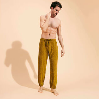 Unisex Terry Pants Solid Bark front worn view