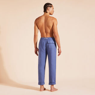 Men Linen Pants Solid Storm back worn view