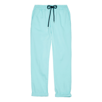 Men Cotton and Linen Stretch Comfort Pants Solid Lagoon front view
