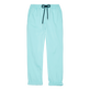 Pantalones cómodos elásticos de lino y algodón lisos para hombre Laguna vista frontal