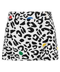 Falda envolvente con estampado Leopard para mujer - Vilebrequin x JCC+ - Edición limitada Blanco vista frontal