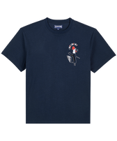 T-shirt oversize en coton organique homme Cocorico ! Bleu marine vue de face