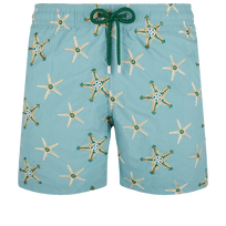 Pantaloncini mare uomo ricamati Starfish Dance - Edizione limitata Mineral blue vista frontale