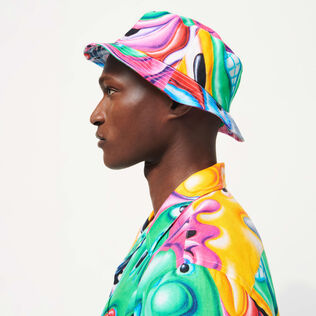 Men Bucket Hat Faces In Places - Vilebrequin x Kenny Scharf Multicolor back worn view