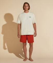 Men Cotton T-shirt Solid - Vilebrequin x Highsnobiety Tofu front worn view