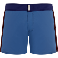 Men Stretch Swim Trunks Flat Belt Color Block Storm front view