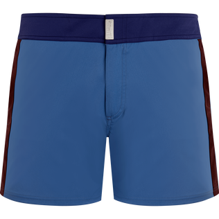 Men Stretch Swim Trunks Flat Belt Color Block Storm front view