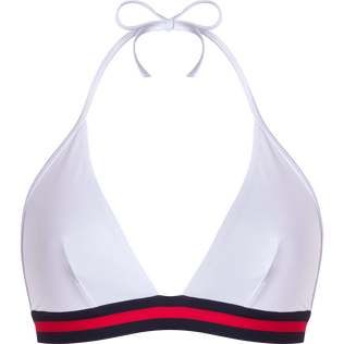 Top bikini donna all'americana tinta unita - Vilebrequin x Ines de la Fressange Bianco vista frontale