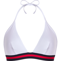 Top de bikini anudado alrededor del cuello de color liso para mujer de Vilebrequin x Inès de la Fressange Blanco vista frontal