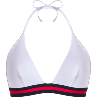 Women Halter Bikini Top Solid - Vilebrequin x Ines de la Fressange White front view
