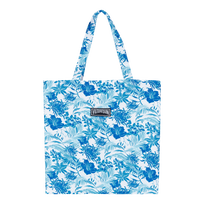 Bolso de playa de lino con estampado Tahihti Flowers unisex Blanco vista frontal