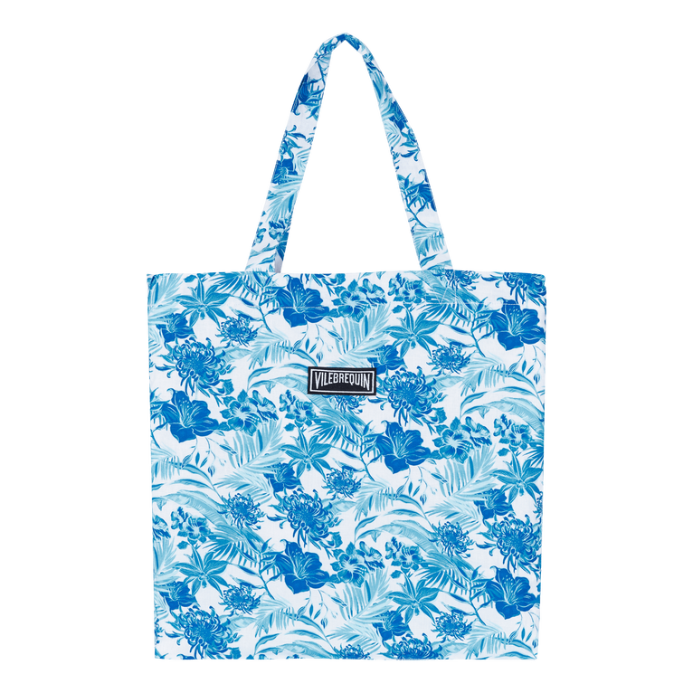 Unisex Linen Beach Bag Tahiti Flowers - Beach Bag - Babel - White - Size OSFA - Vilebrequin