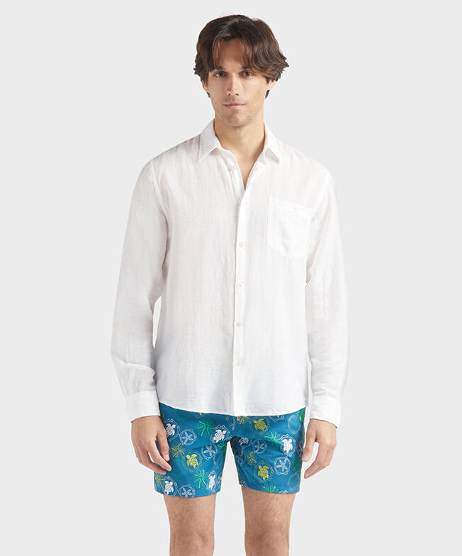 Men Linen and Cotton Shirt Solid | Vilebrequin