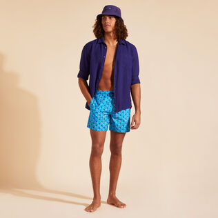 Men Ultra-Light and Packable Swim Trunks Micro Ronde Des Tortues Rainbow Hawaii blue details view 1
