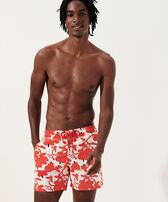 Men Swimwear Lantern Flowers- Vilebrequin x Donald Sultan White front worn view