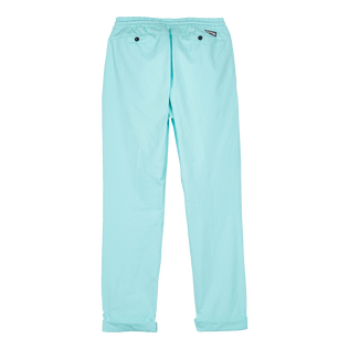 Men Cotton and Linen Stretch Comfort Pants Solid Lagoon back view