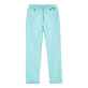Pantalones cómodos elásticos de lino y algodón lisos para hombre Laguna vista trasera
