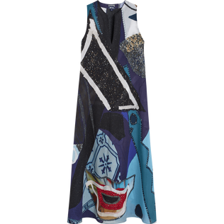 Women Sleeveless Maxi Dress Envoûtement - Vilebrequin x Deux Femmes Noires Purple blue front view