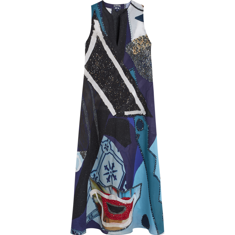 Robe Longue Sans Manche Femme Envoûtement - Cover-up - Feather - Bleu - Taille L - Vilebrequin