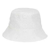 Unisex Cotton Bucket Hat Broderies Anglaises Off white front view