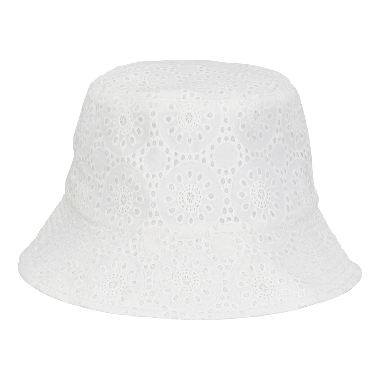 Unisex Cotton Bucket Hat Broderies Anglaises - Betty - White - Size OSFA - Vilebrequin