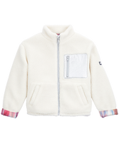 Polaire coupe vent col montant fille Ikat Off-white vue de face