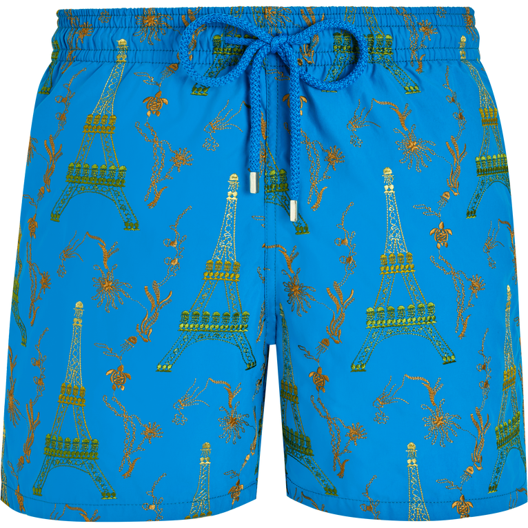 Men Swim Shorts Embroidered Poulpe Eiffel - Swimming Trunk - Mistral - Blue