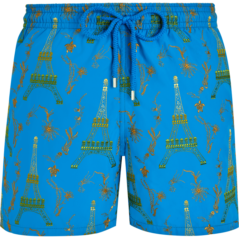Pantaloncini Mare Uomo Ricamati Poulpes Eiffel - Edizione Limitata - Costume Da Bagno - Mistral - Blu