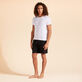 Linen Jersey T-Shirt Solid White 正面穿戴视图