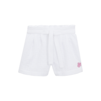 Girls Cotton  Embroidered Bermuda Shorts White front view