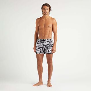 Men Short Swim Shorts Tahiti Turtles Black front worn view