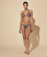 Top bikini donna a triangolo Holistarfish Blu marine vista frontale indossata