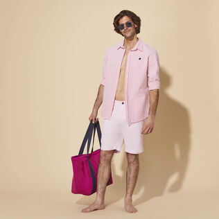 Men Tencel Cotton Bermuda Shorts Solid Tea pink details view 1