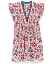 Women Mini Dress Iris Lace - Vilebrequin x Poupette St Barth Poppy red front view