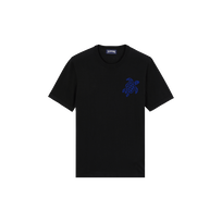 Camiseta de algodón con estampado Jacquard Turtle para hombre Negro vista frontal