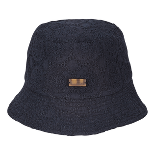 Unisex Cotton Bucket Hat Broderies Anglaises Black back view