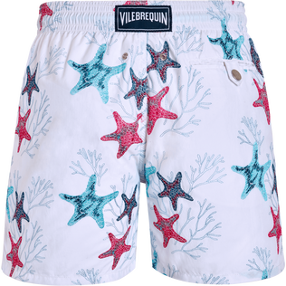 Bañador bordado con estampado Glow Stars para hombre de edición limitada Blanco vista trasera