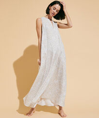 Robe longue sans manche femme Dentelles Blanc vue portée de face